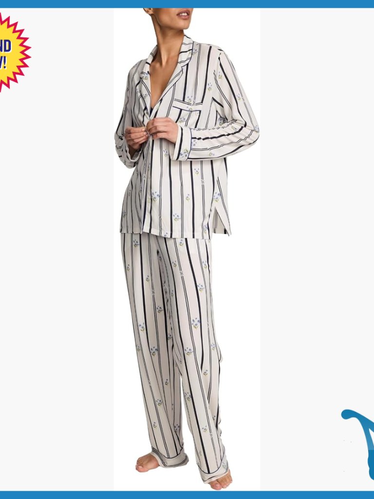 Modal Pajama Set Long Sleeve Button Down Shirt And Pants Women's Sleepwear